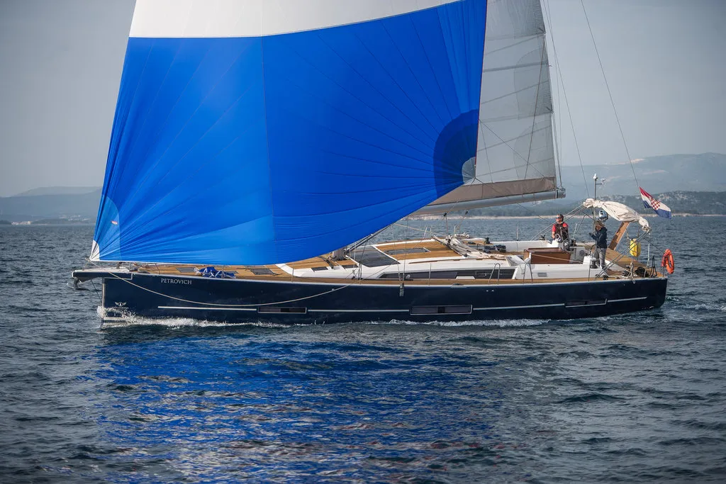 Exterior view of Tefnut, a Dufour Exclusive 56 sailboat at Primošten, Croatia