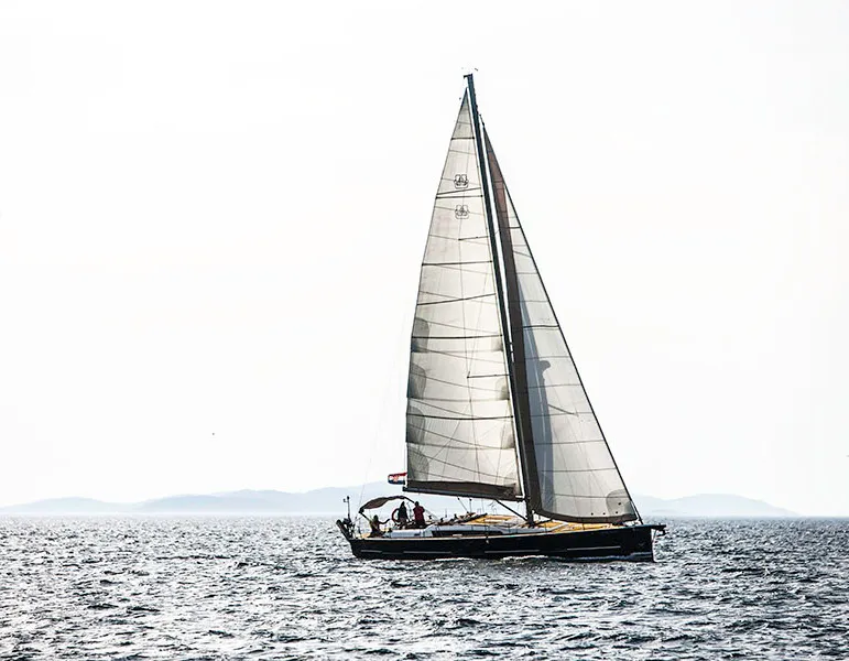 Exterior view of Tefnut, a Dufour Exclusive 56 sailboat at Primošten, Croatia