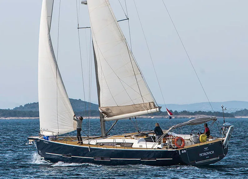 Exterior view of Tefnut, a Dufour Exclusive 56 sailboat at Primošten, Croatia