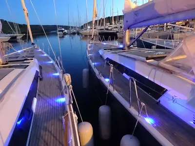 Deck of Tefnut, a Dufour Exclusive 56 sailboat at Primošten, Croatia