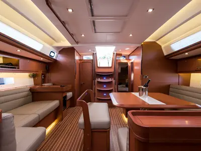 Salon of Tefnut, a Dufour Exclusive 56 sailboat at Primošten, Croatia