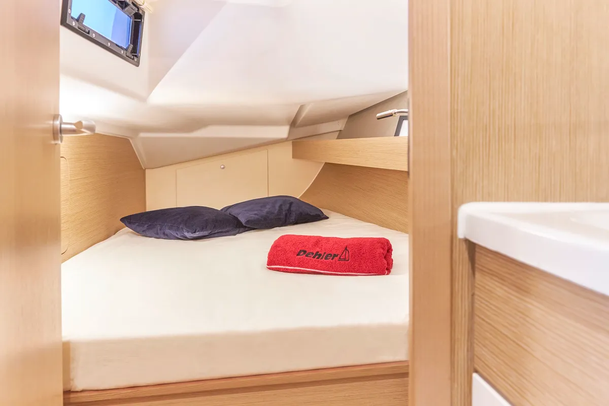 Cabin on Ship Happens, a Dehler 38 sailboat at Punat, Croatia