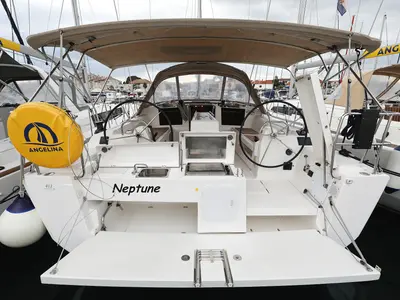 Cockpit of Neptune, a Dufour 412 GL sailboat at Grad Biograd na Moru, Croatia