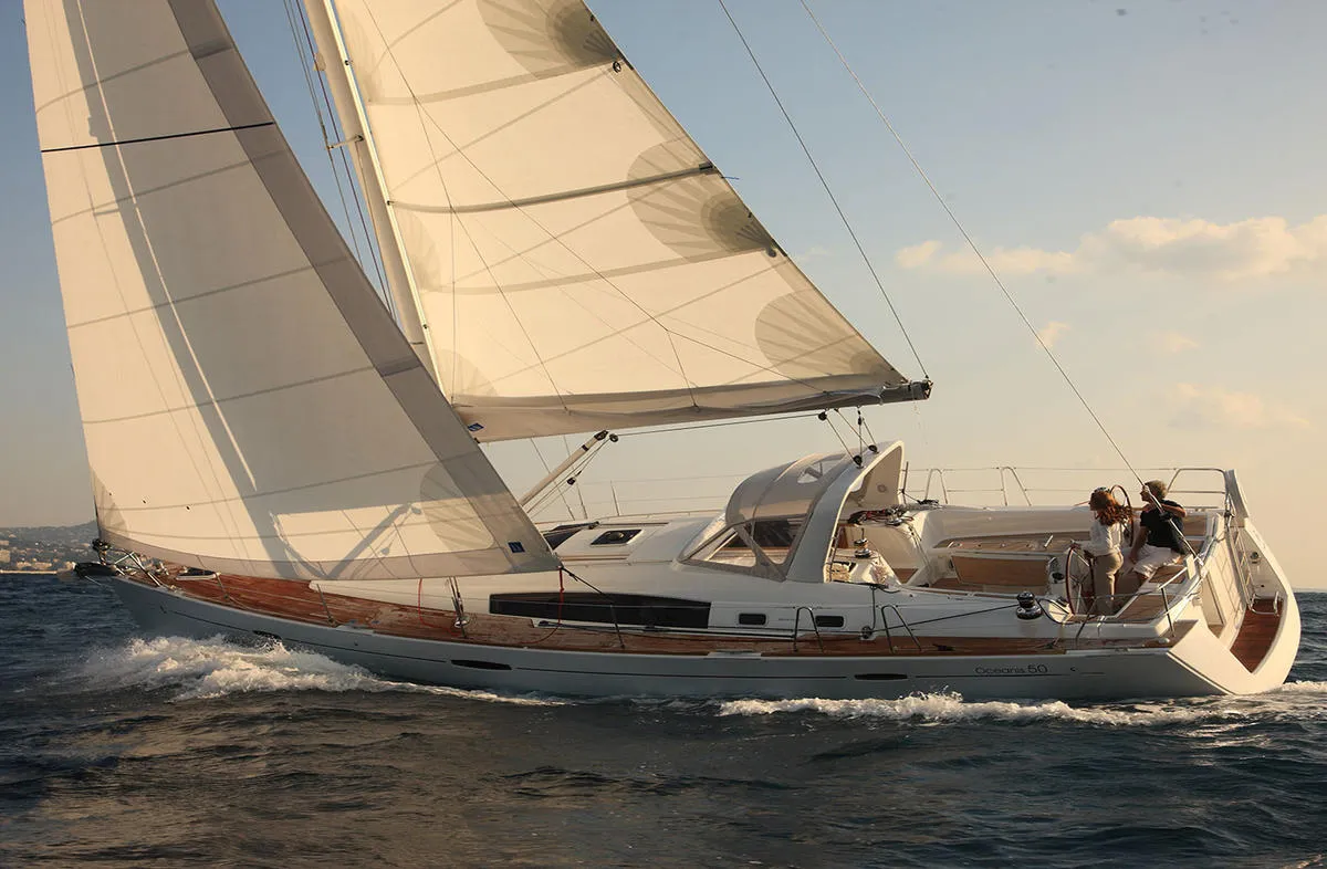 Exterior view of Darwin, a Beneteau Oceanis 50 sailboat at Municipal Unit of Ellomenos, Greece