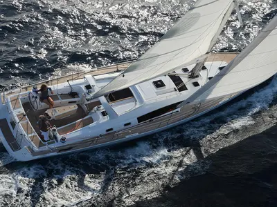 Exterior view of Darwin, a Beneteau Oceanis 50 sailboat at Municipal Unit of Ellomenos, Greece