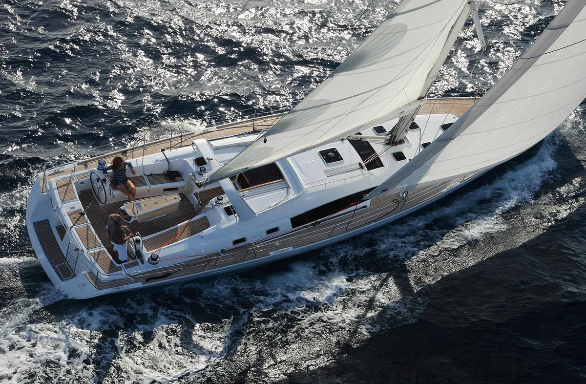 Exterior view of Darwin, a Beneteau Oceanis 50 sailboat at Municipal Unit of Ellomenos, Greece