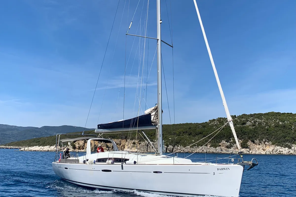 Exterior view of Darwin, a Beneteau Oceanis 50 sailboat at Municipal Unit of Ellomenos, Greece