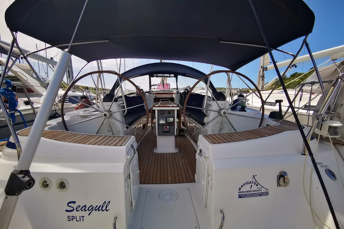 Cockpit of Sea Gull, a Bavaria 44 sailboat at Primošten, Croatia