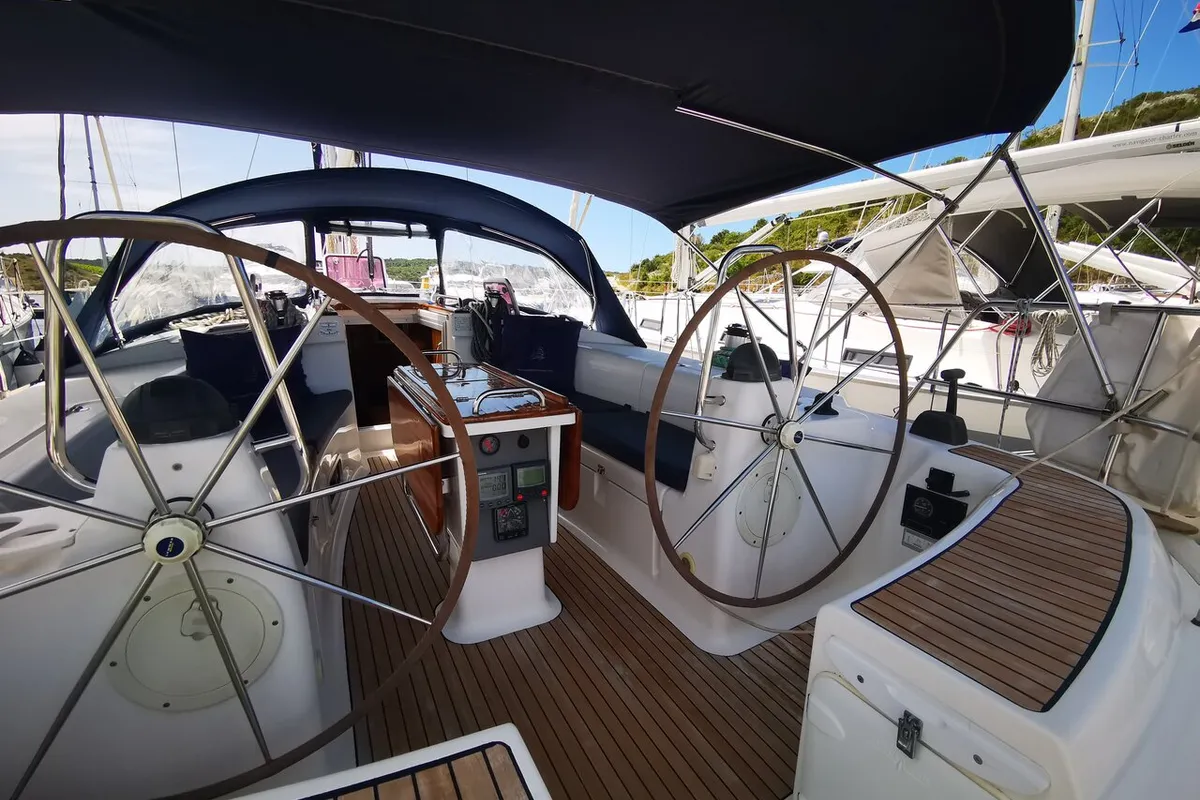 Cockpit of Sea Gull, a Bavaria 44 sailboat at Primošten, Croatia