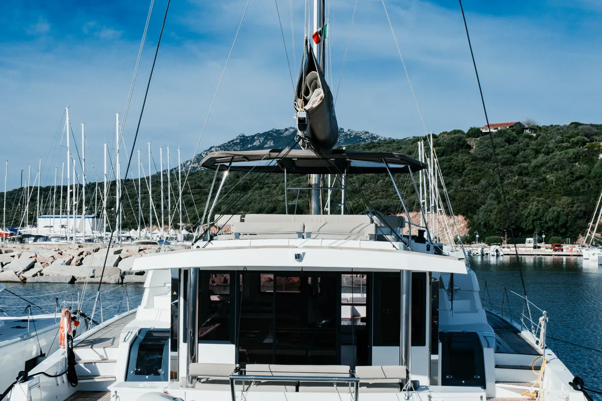 Exterior view of Alfa.bm2, a Bali 5.4 catamaran at Tonnarella, Italy
