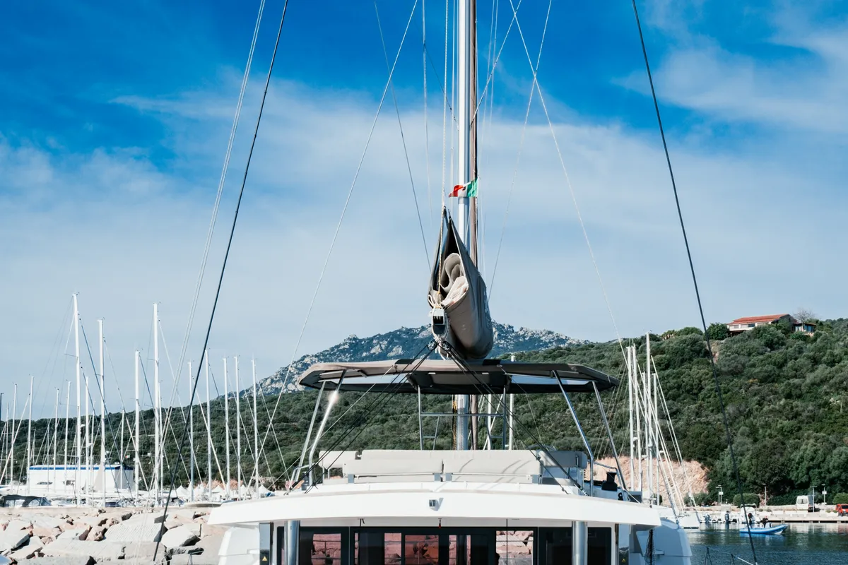 Exterior view of Alfa.bm2, a Bali 5.4 catamaran at Tonnarella, Italy