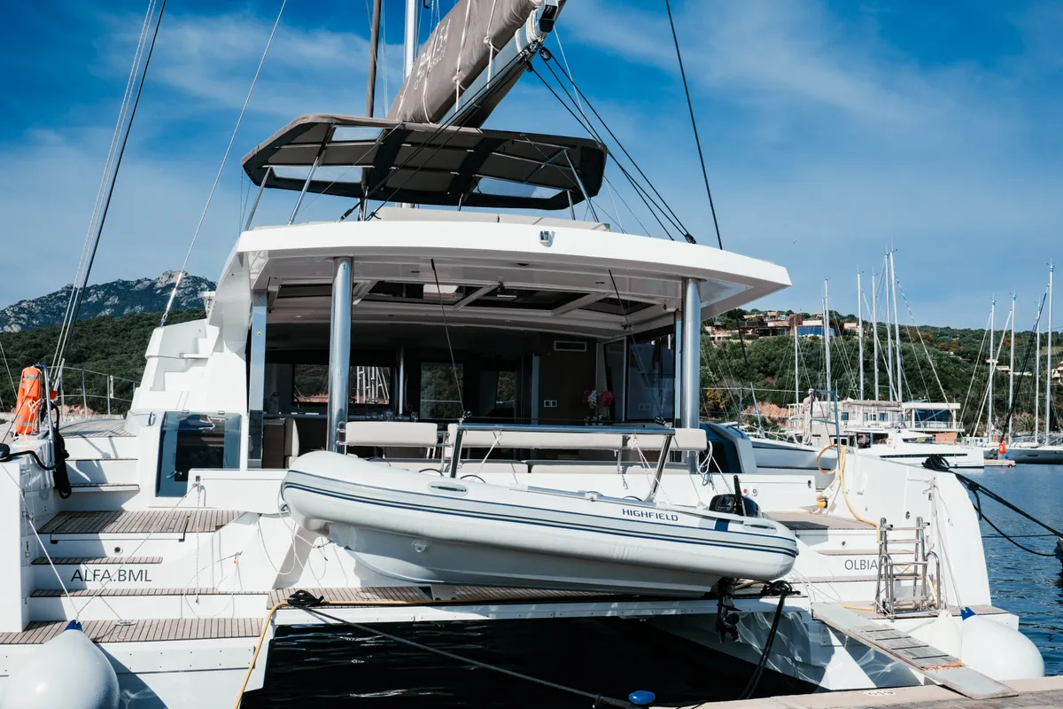 Exterior view of Alfa.bm2, a Bali 5.4 catamaran at Tonnarella, Italy
