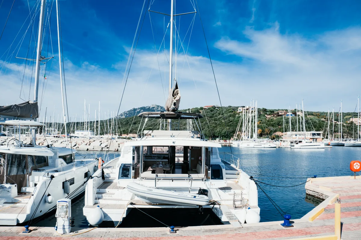 Exterior view of Alfa.bm2, a Bali 5.4 catamaran at Tonnarella, Italy
