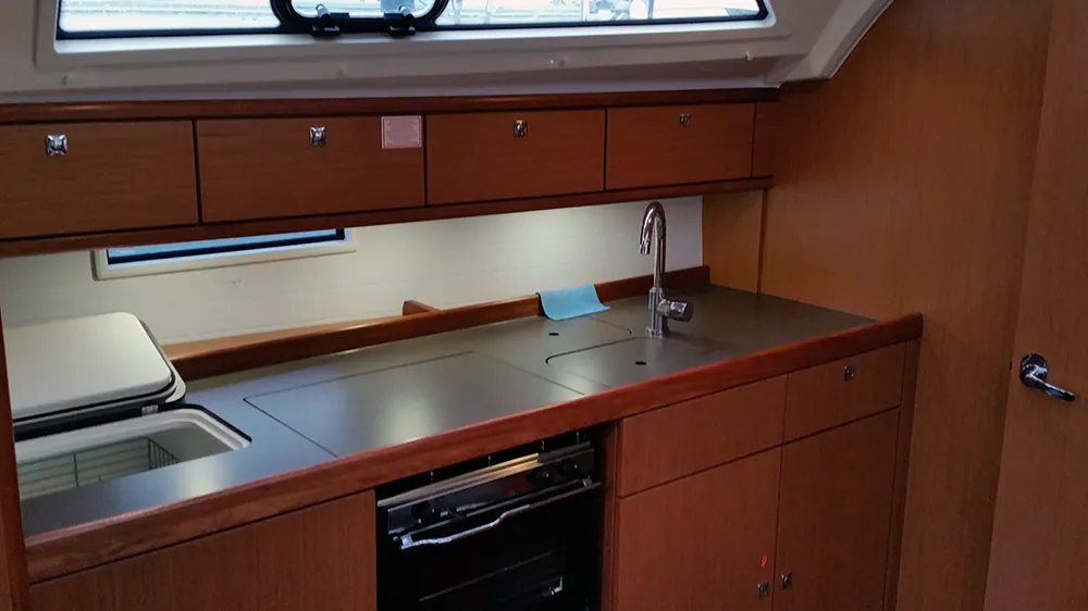 Galley of Fireball, a Bavaria Cruiser 41 sailboat at Llucmajor, Spain