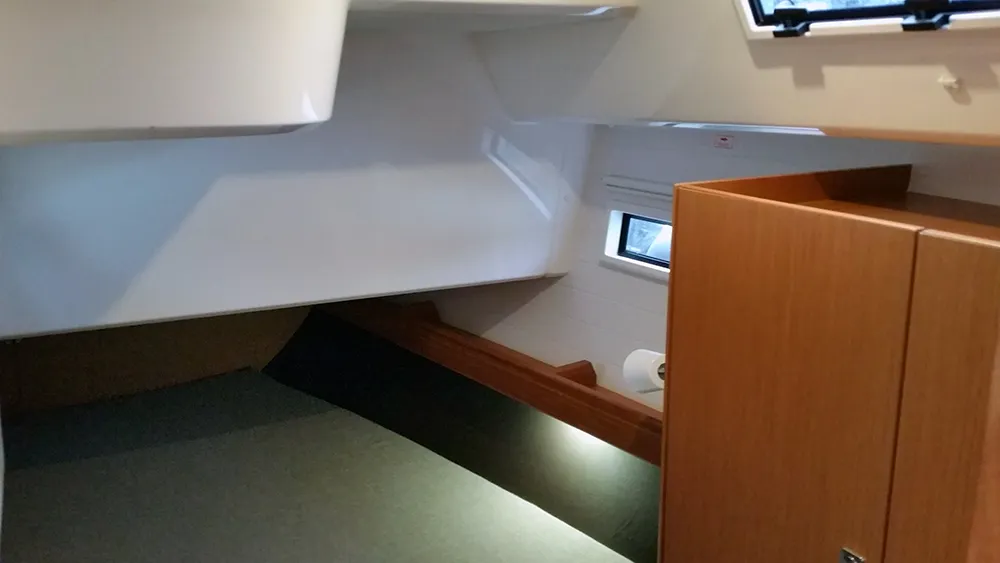 Cabin on Fireball, a Bavaria Cruiser 41 sailboat at Llucmajor, Spain