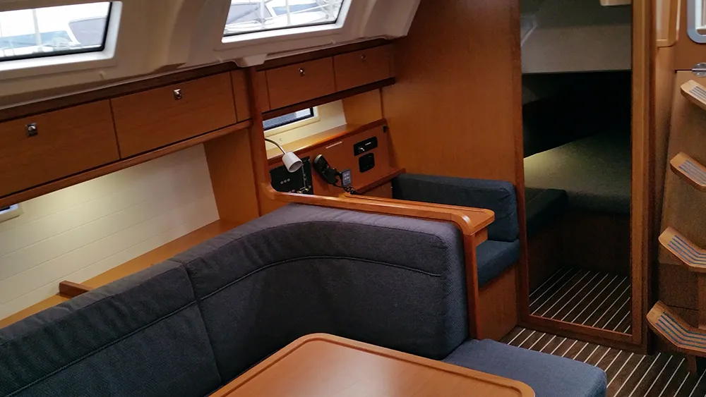 Salon of Fireball, a Bavaria Cruiser 41 sailboat at Llucmajor, Spain