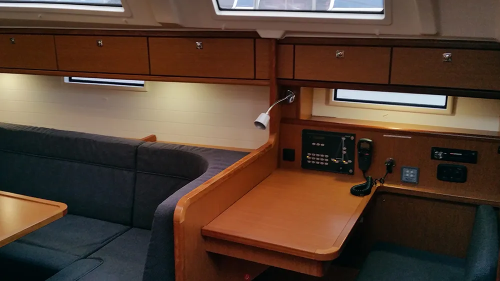 Salon of Fireball, a Bavaria Cruiser 41 sailboat at Llucmajor, Spain