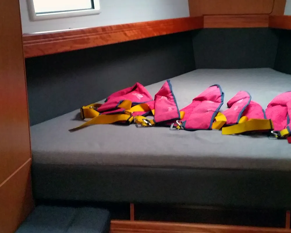 Cabin on Fireball, a Bavaria Cruiser 41 sailboat at Llucmajor, Spain