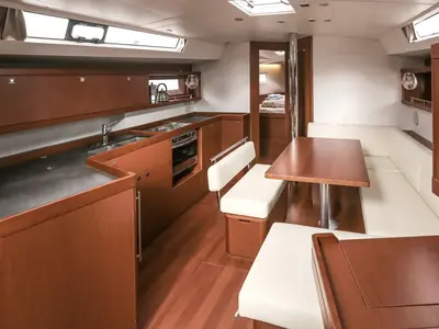 Galley of Twist, a Beneteau Oceanis 45 sailboat at Tivat, Montenegro