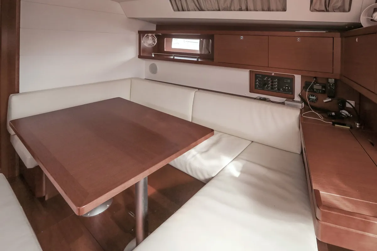 Salon of Twist, a Beneteau Oceanis 45 sailboat at Tivat, Montenegro