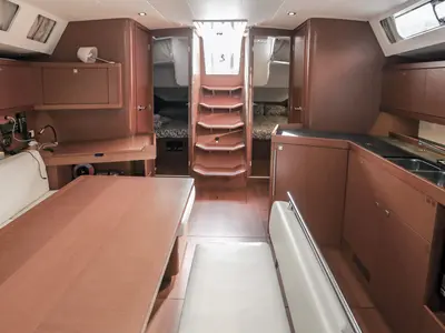 Salon of Twist, a Beneteau Oceanis 45 sailboat at Tivat, Montenegro