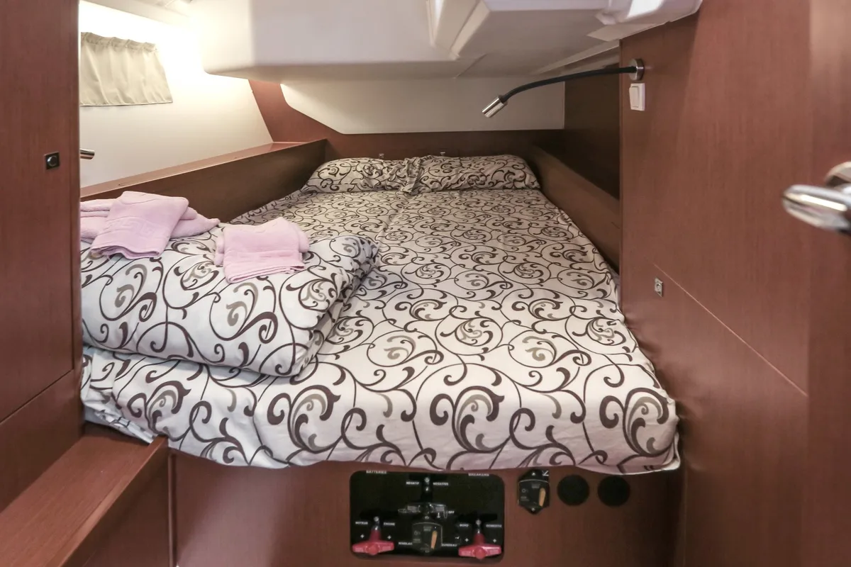 Cabin on Twist, a Beneteau Oceanis 45 sailboat at Tivat, Montenegro