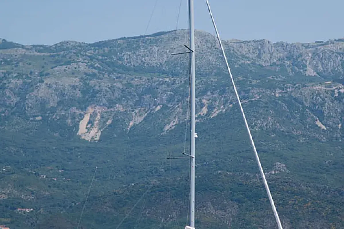 Exterior view of Twist, a Beneteau Oceanis 45 sailboat at Tivat, Montenegro