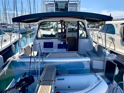 Deck of Baby Blue, a SAS - Vektor Adriana 44 FLY motor yacht at Općina Sukošan, Croatia