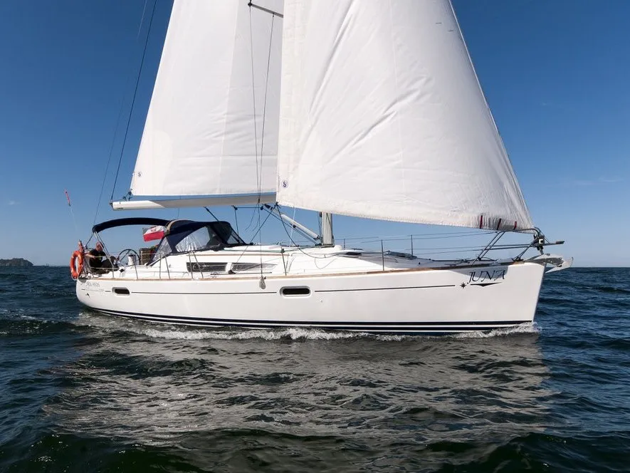Exterior view of Juna, a Jeanneau Sun Odyssey 39i sailboat at Gdańsk, Poland