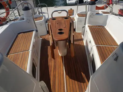 Deck of Juna, a Jeanneau Sun Odyssey 39i sailboat at Gdańsk, Poland