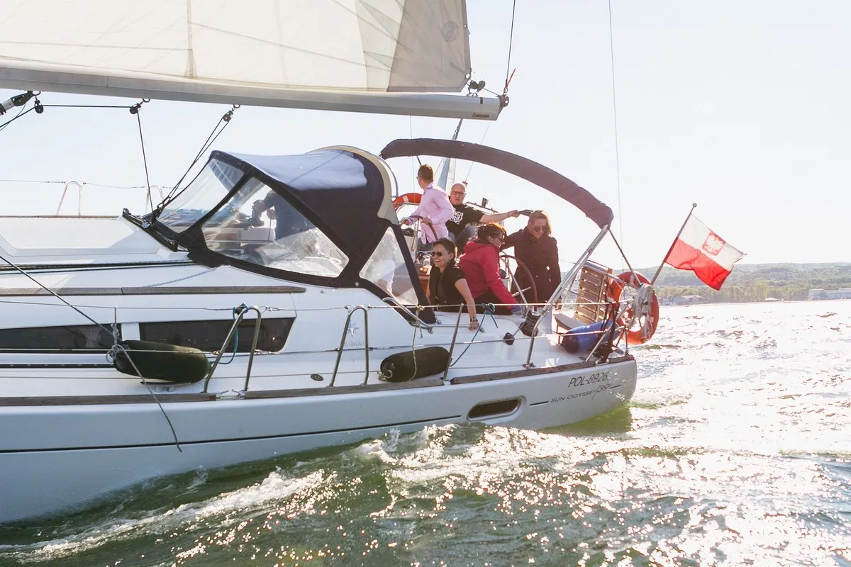 Exterior view of Juna, a Jeanneau Sun Odyssey 39i sailboat at Gdańsk, Poland