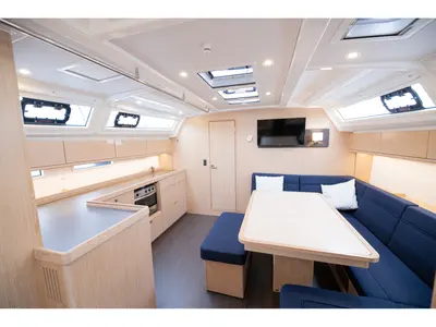 Salon of Blue-D, a Bavaria Cruiser 46 sailboat at Volos Municipality, Greece