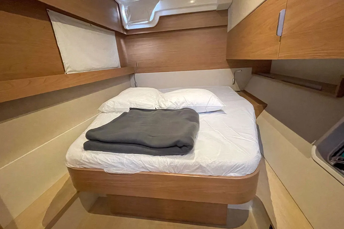 Cabin on Black Swan, a Bali Catspace catamaran at Hyères, France