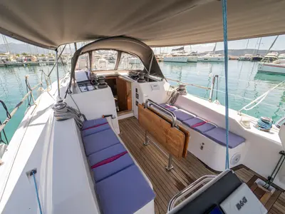 Deck of Navis Celere, a AD Boats Salona 380 sailboat at Kaštela, Croatia