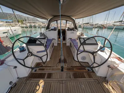 Cockpit of Navis Celere, a AD Boats Salona 380 sailboat at Kaštela, Croatia