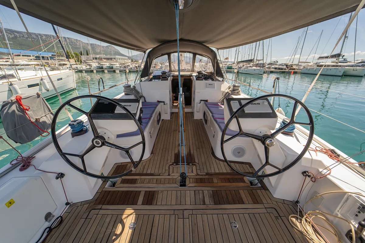 Navis Celere, a AD Boats Salona 380 sailboat at Grad Kaštela, Croatia