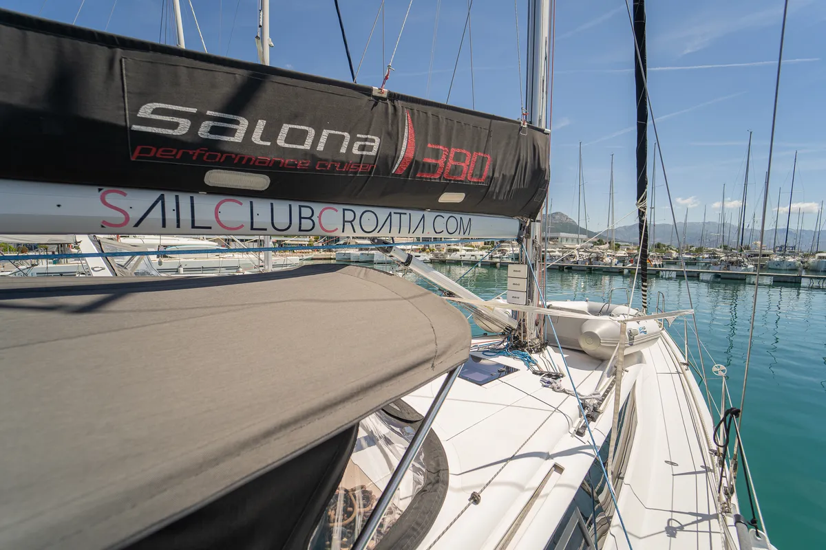 Navis Celere, a AD Boats Salona 380 sailboat at Grad Kaštela, Croatia