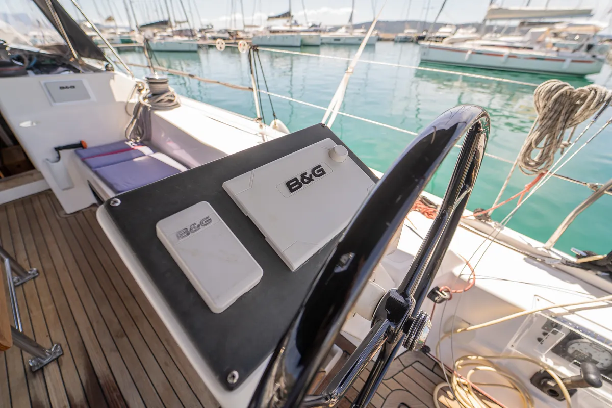 Navis Celere, a AD Boats Salona 380 sailboat at Grad Kaštela, Croatia