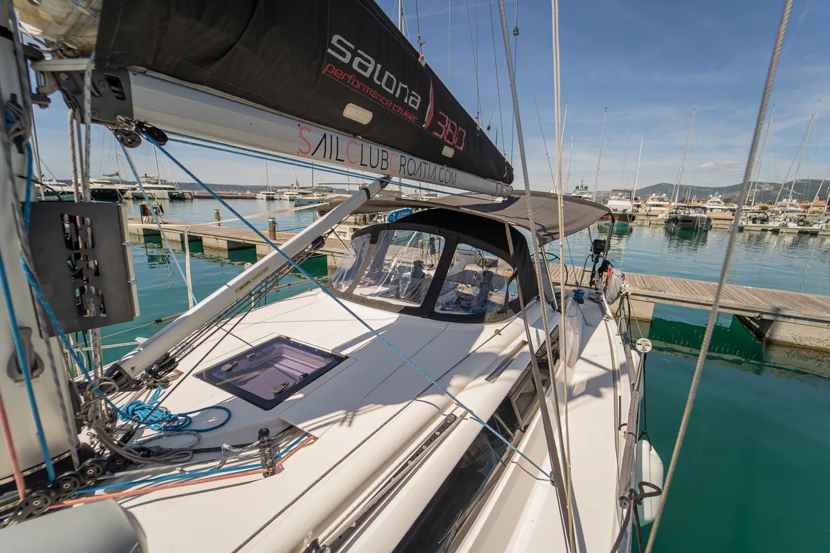 Navis Celere, a AD Boats Salona 380 sailboat at Grad Kaštela, Croatia