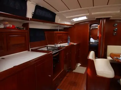 Galley of Valentina, a Beneteau Oceanis 473 sailboat at Orbetello, Italy