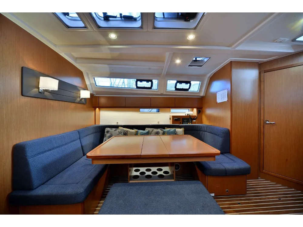 Salon of Sofia II, a Bavaria Cruiser 46 sailboat at Athens, Greece