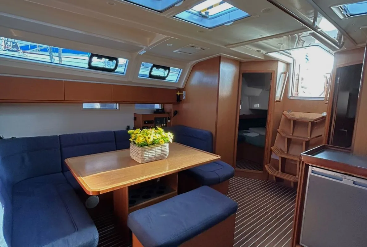 Salon of Sofia II, a Bavaria Cruiser 46 sailboat at Athens, Greece
