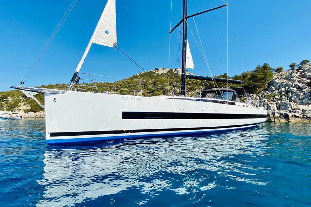 Exterior view of Penultimo , a Beneteau Oceanis Yacht 62 - 4 + 1 sailboat at Athens, Greece