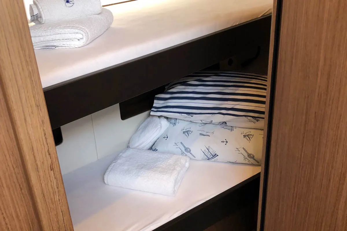 Cabin on Penultimo , a Beneteau Oceanis Yacht 62 - 4 + 1 sailboat at Athens, Greece