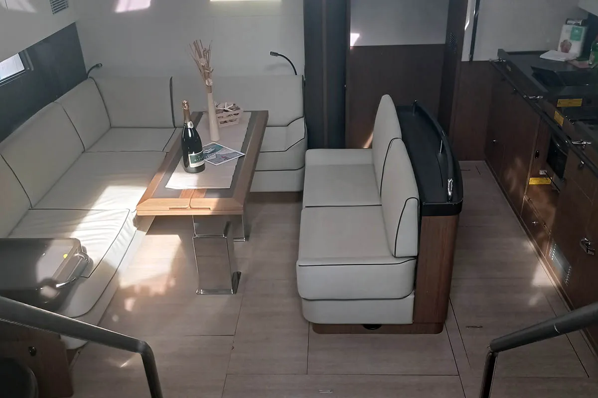 Salon of Penultimo , a Beneteau Oceanis Yacht 62 - 4 + 1 sailboat at Athens, Greece