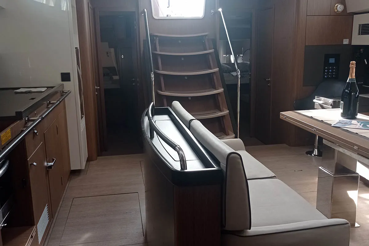 Salon of Penultimo , a Beneteau Oceanis Yacht 62 - 4 + 1 sailboat at Athens, Greece