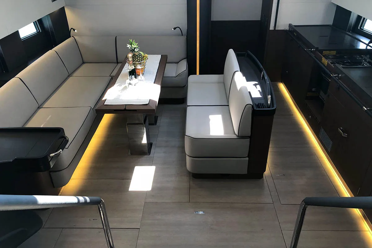 Salon of Penultimo , a Beneteau Oceanis Yacht 62 - 4 + 1 sailboat at Athens, Greece