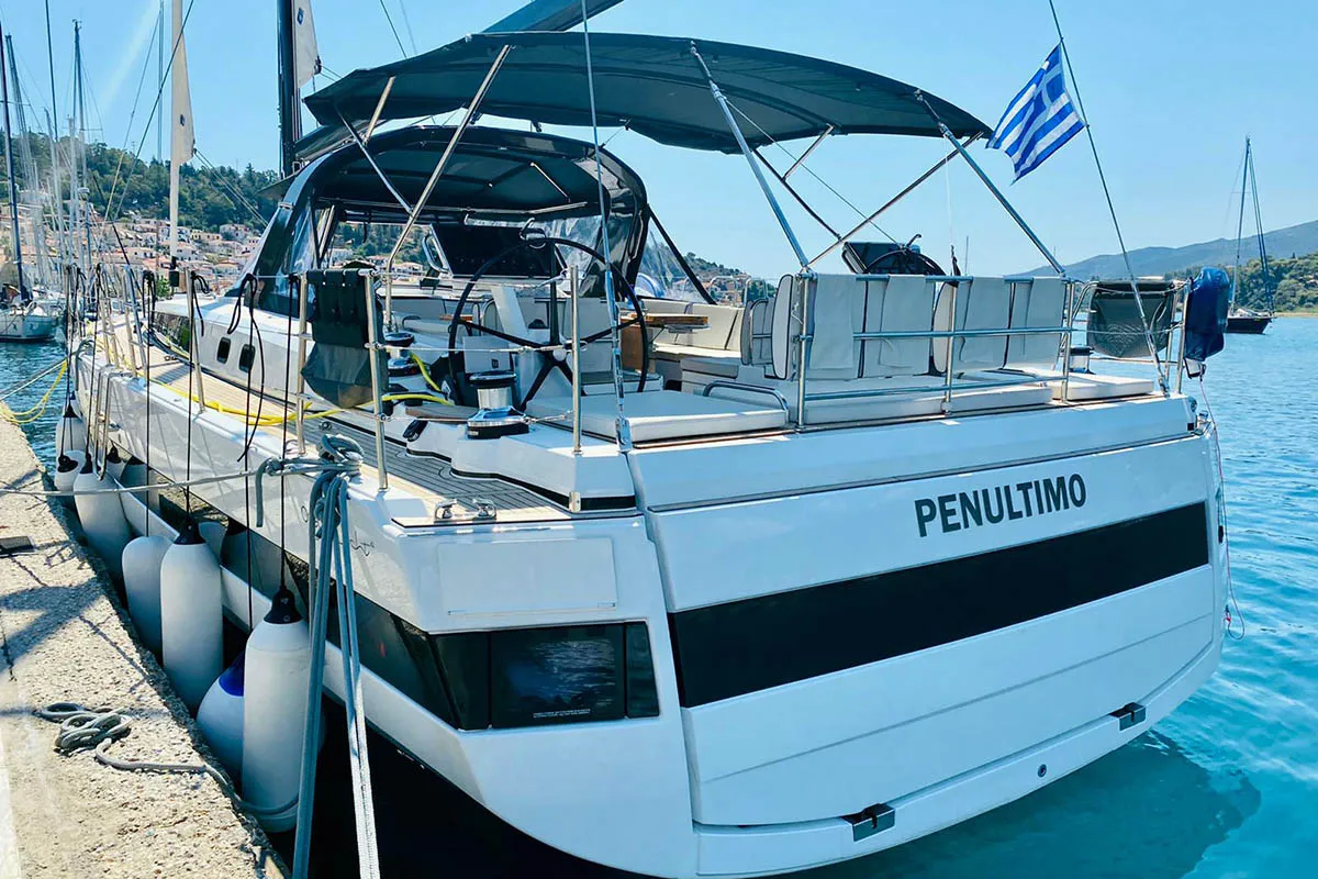 Exterior view of Penultimo , a Beneteau Oceanis Yacht 62 - 4 + 1 sailboat at Athens, Greece