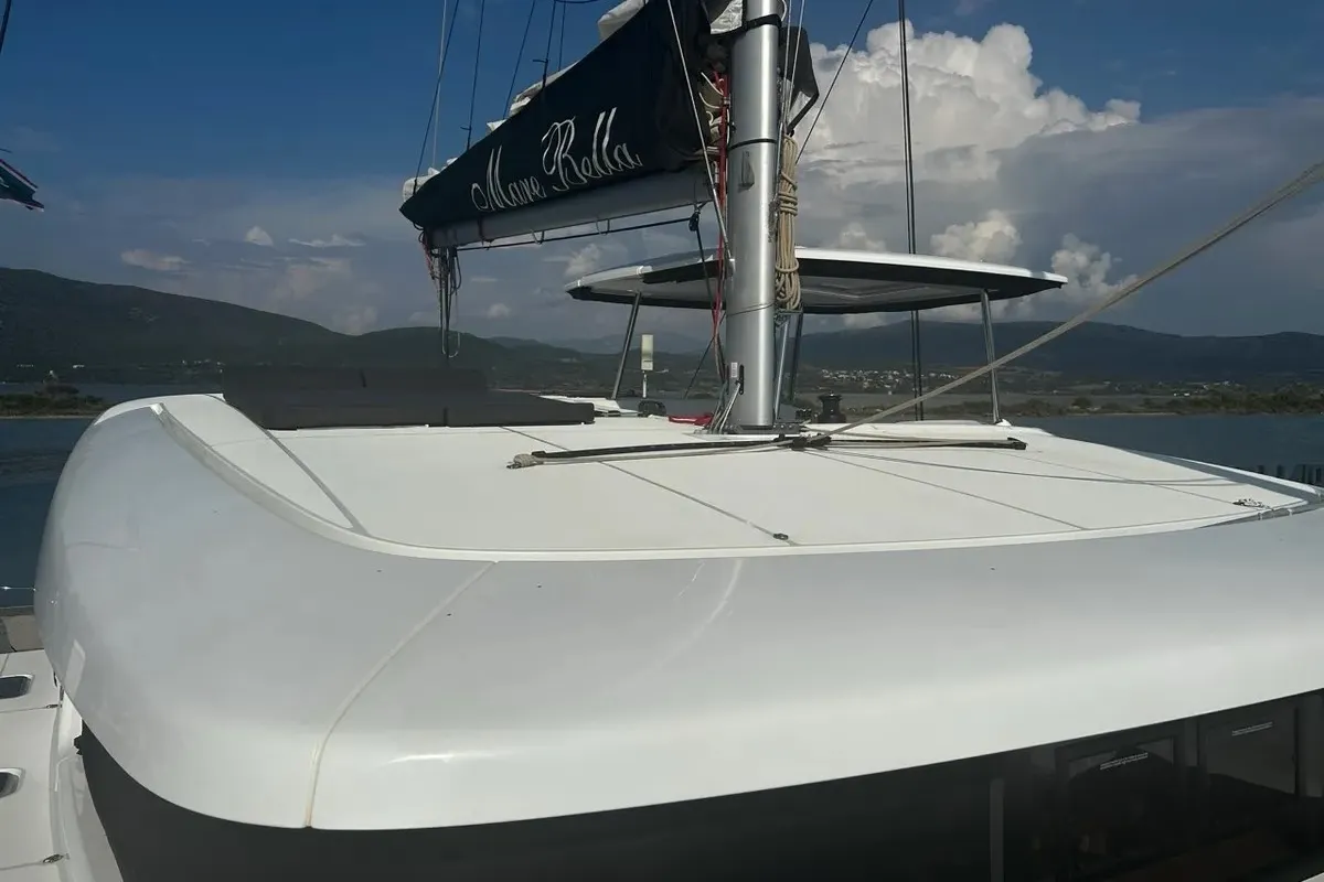 Exterior view of Marebella (Pax 12), a Lagoon 42 catamaran at Municipal Unit of Lefkada, Greece