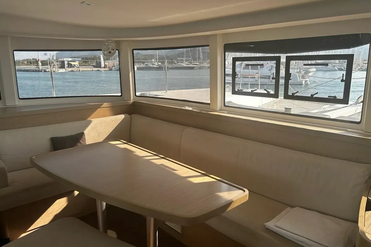 Salon of Marebella (Pax 12), a Lagoon 42 catamaran at Municipal Unit of Lefkada, Greece